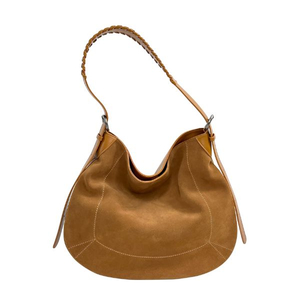 Klassische Satteltasche Großer Wildleder -Einkaufstasche braune Wildlederbeutel 