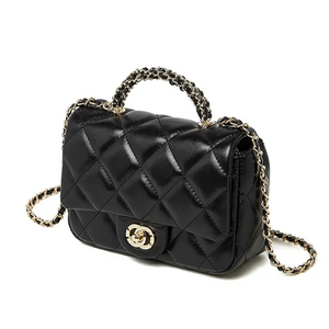 Großhandel Guangzhou New Retro echte Ledermetallkette Diamant Handtasche Vielseitige Schulterkreuzkörper Frauenbag