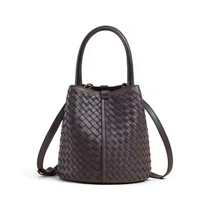 Benutzerdefinierte echte Lederkorb-Bag Hochwertige Eimerbeutel Frauen Schulter Kreuzkörper Handtasche Frauen Ins Style Bag