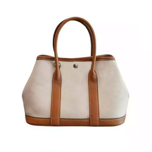 Canvas -Einkaufstasche mit Ledergriff Handtasche